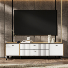 Тумба для ТВ с ящиками  Милан (Дуб Золотой/Белый матовый) - Перво мебель